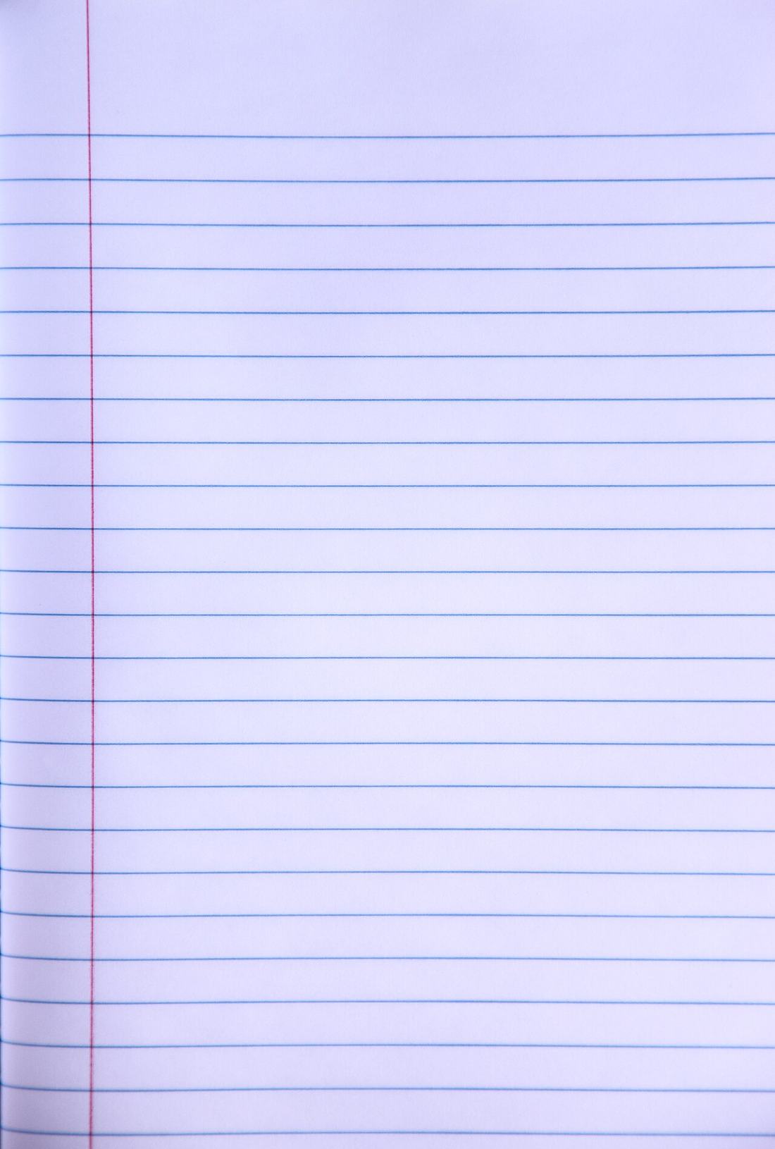 A blank sheet of lined notebook paper