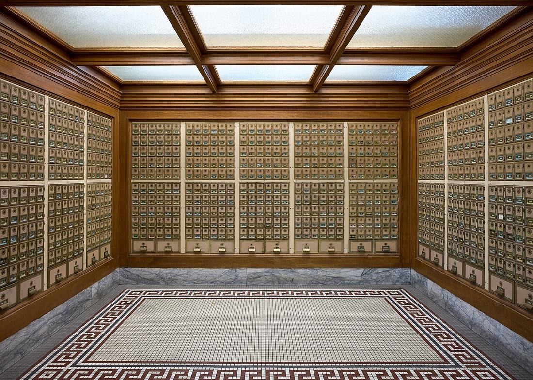 Post office boxes at the historic Chico Post Office